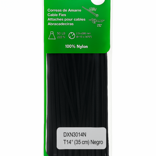 Paquete de 100 correas de amarre Dexson de nylon negras de 35 cm, para organización de cables.
